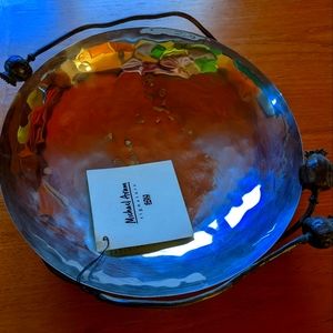 MICHAEL ARAM "Poppy" Silver Botanical Serving Bowl 10.5" Diameter